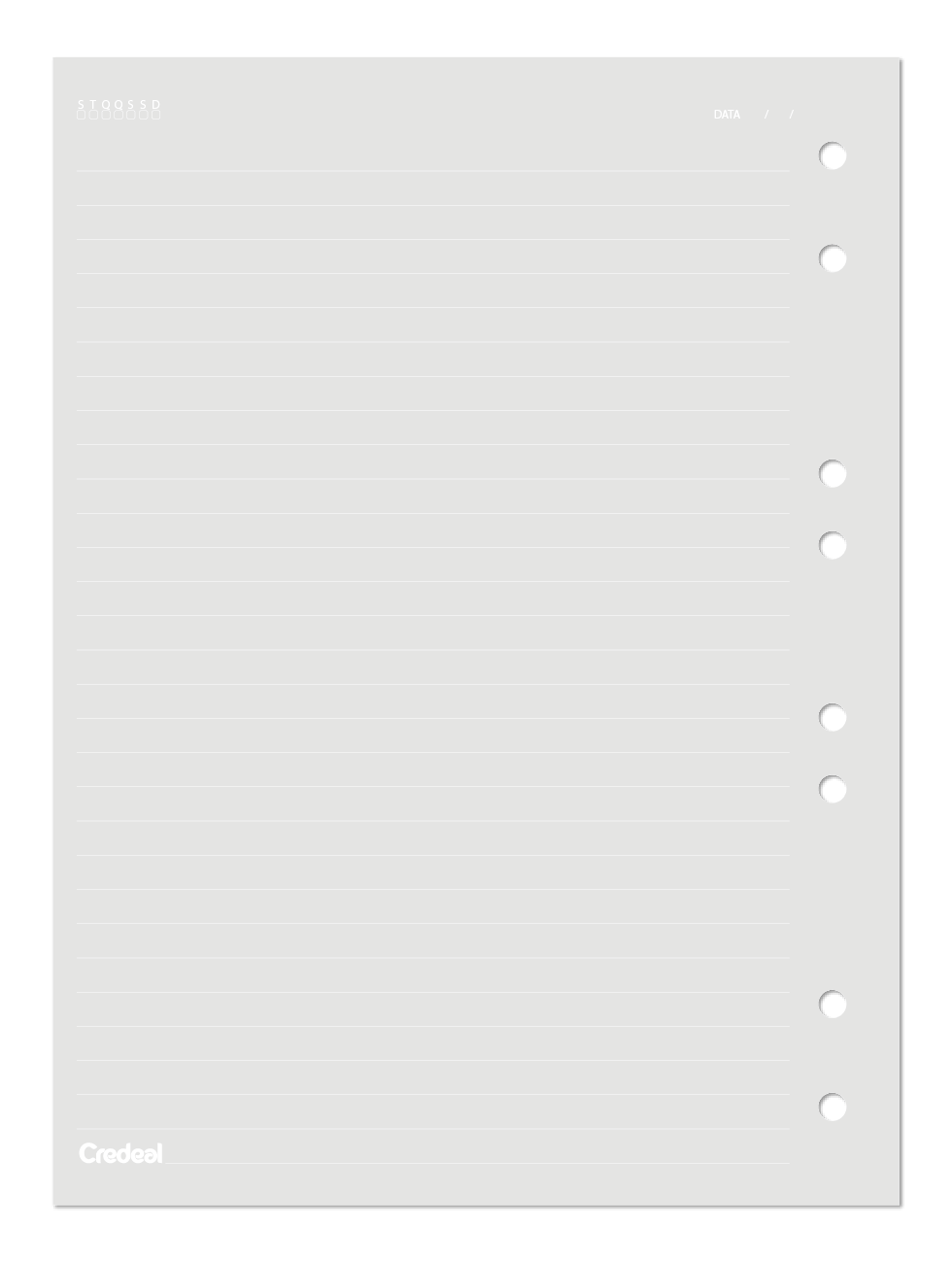 Refil Caderno Argolado - Credeal - Cinza Pautado Colegial 40 Fl