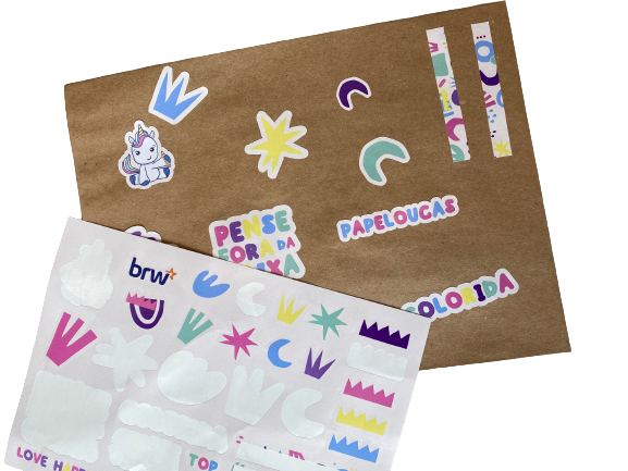 Cartela de Adesivos - Papelaria Unicórnio - BRW