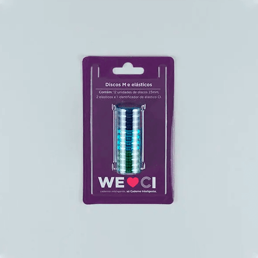 Discos M + Elásticos - Caderno Inteligente - Médio (23mm) Ocean