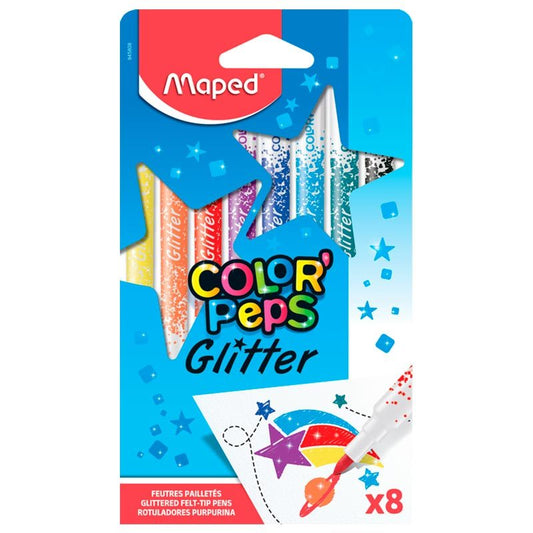 Caneta Hidrográfica - Maped - Color´Peps Glitter - 8 cores