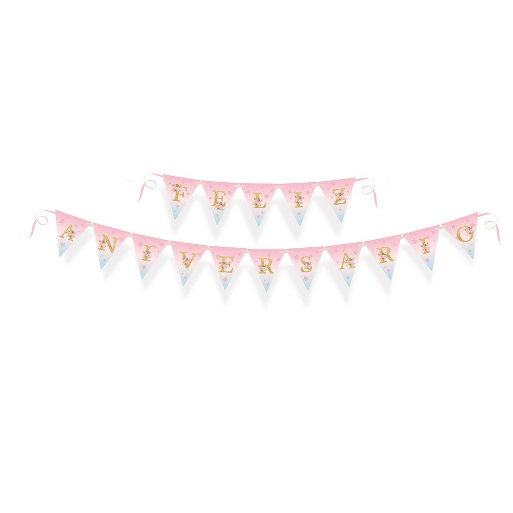 Faixa Decorativa Unicórnio Colorido - Cromus - Feliz Aniversário