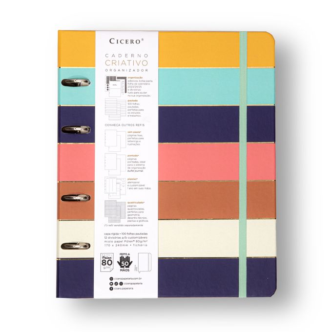 Caderno Criativo Argolado - Cícero - Orla Pautado 17x24 Paraty Listras