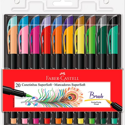 Caneta Brush - Faber-Castell - Supersoft 20 cores