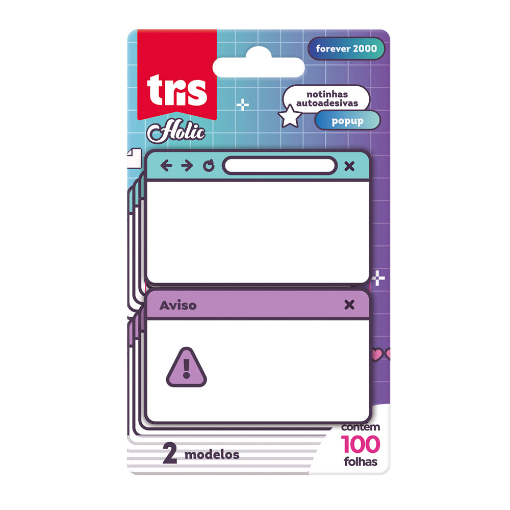 Bloco de Notas Autoadesivas - Tris - Pop Up Holic Forever 2000 Blister c/ 2 Blocos 75x45cm 50 Fls