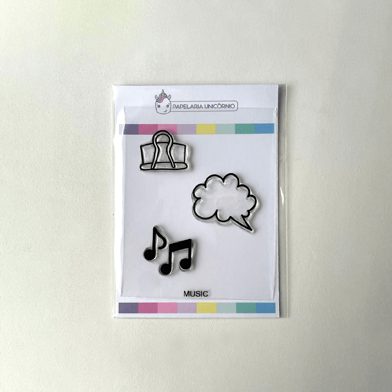 Cartela de Carimbos - Papelaria Unicórnio - Music Coleção Groove