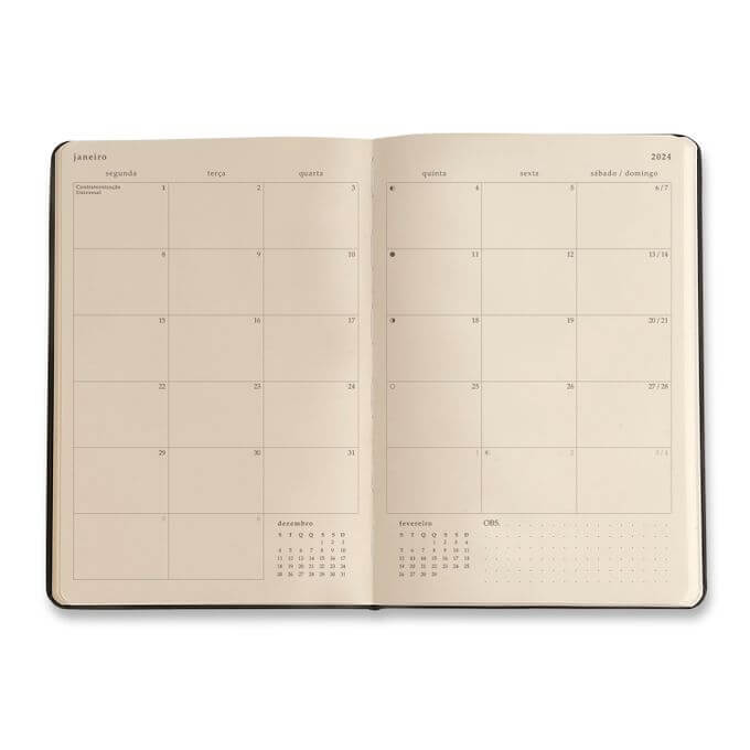 Planner 2024 - Cícero - Pássaros Semanal 14x21 Floresta Tropical Preto
