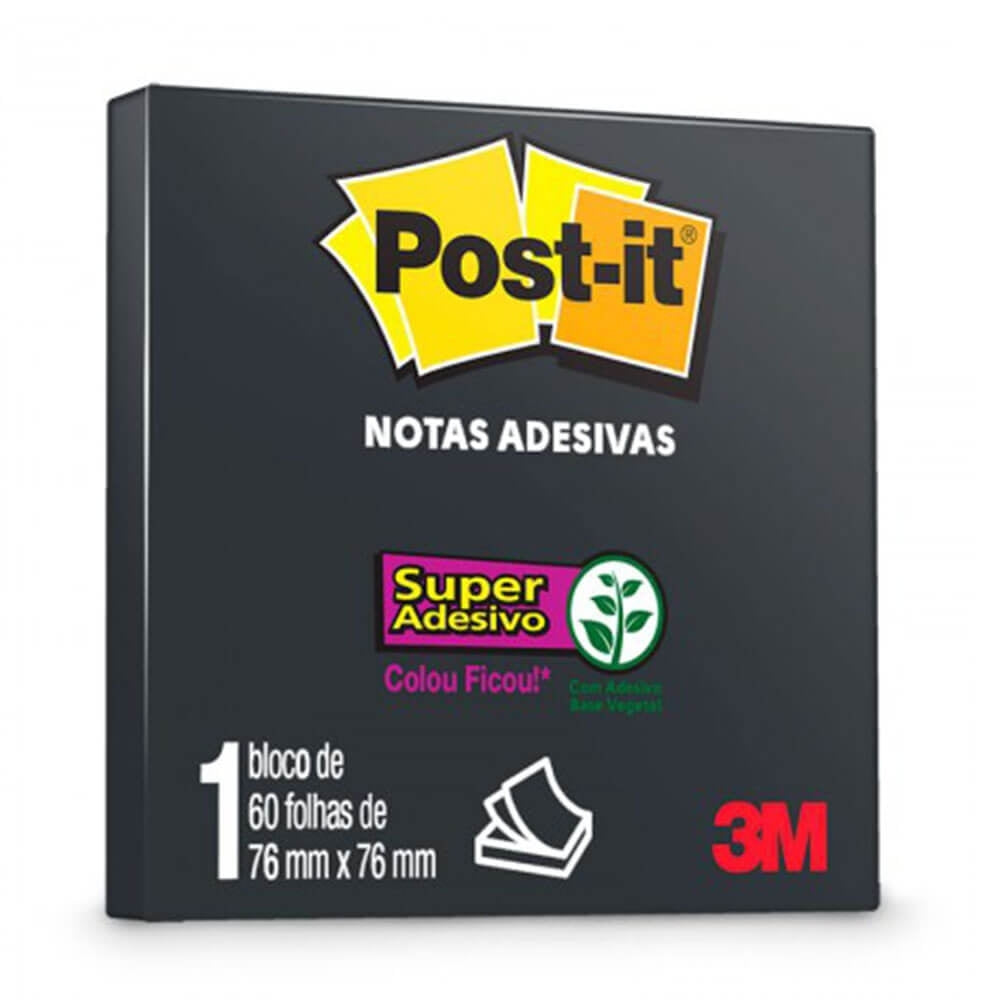 Bloco de Notas Adesivas - Post-it 3M -  Preto 60FLS 76 x 76mm