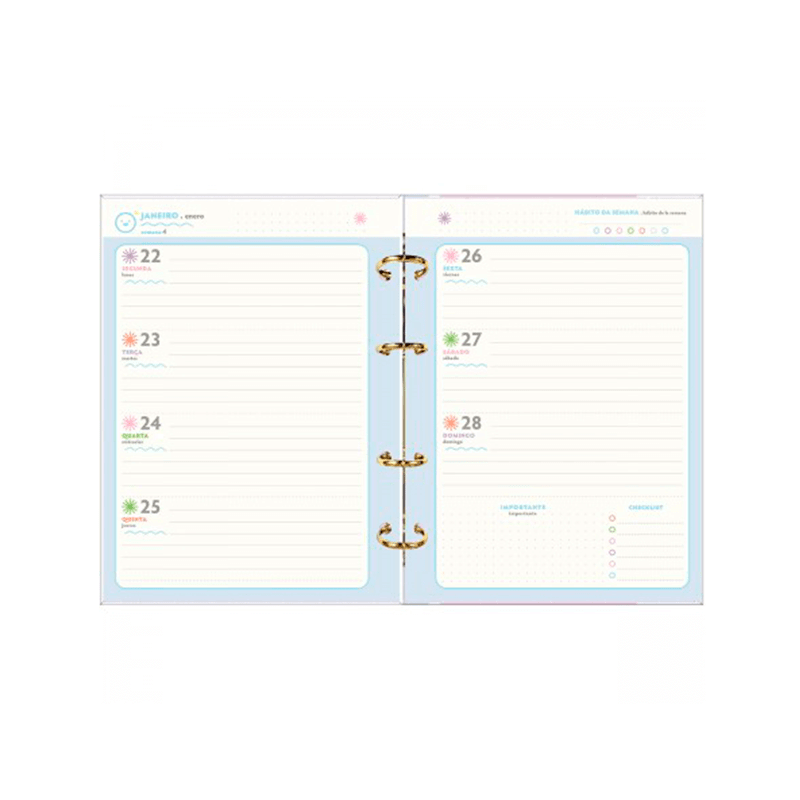 Planner Argolado 2024 - Tilibra - Happy 17,7x24cm 88 Folhas 90g/m²