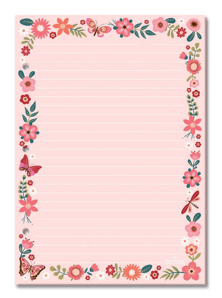 Refil Caderno Argolado Decorado - Fina Ideia - Borboletas 30Fls
