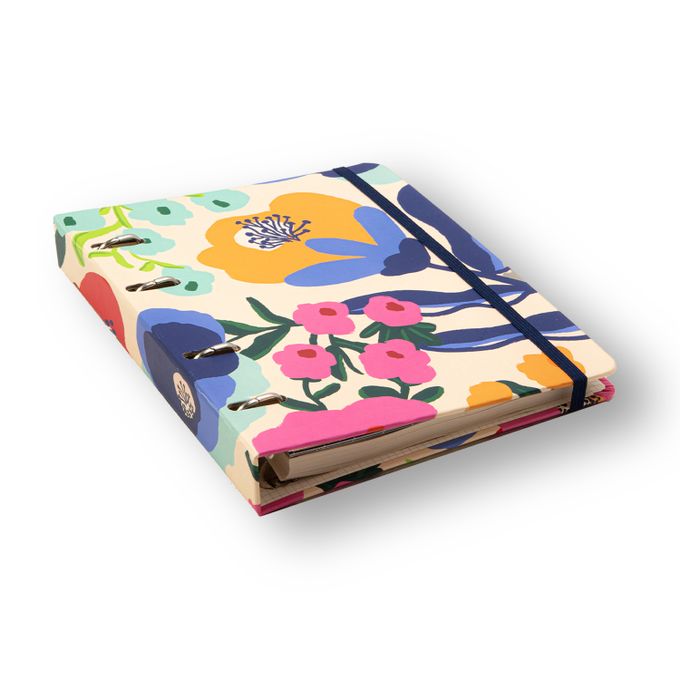 Caderno Criativo Argolado Office Duo - Cícero - Pólen Pautado & Pontado A5 Flores Off White