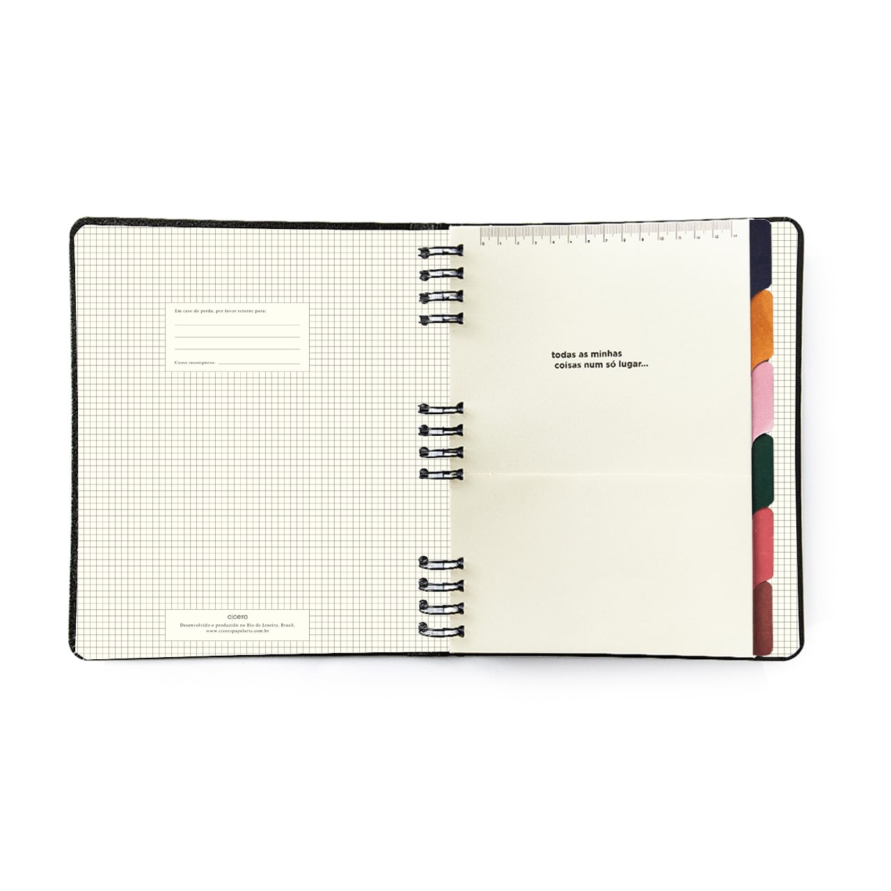 Caderno Organizador - Cícero - Duo Pólen Pautado & Pontado 17x24 Tropicália Preto