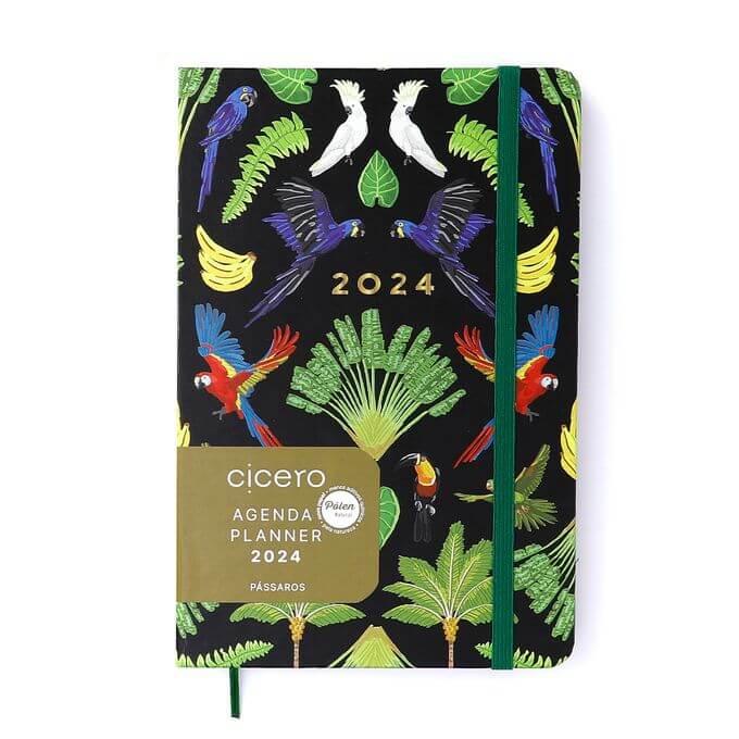 Planner 2024 - Cícero - Pássaros Semanal 14x21 Floresta Tropical Preto