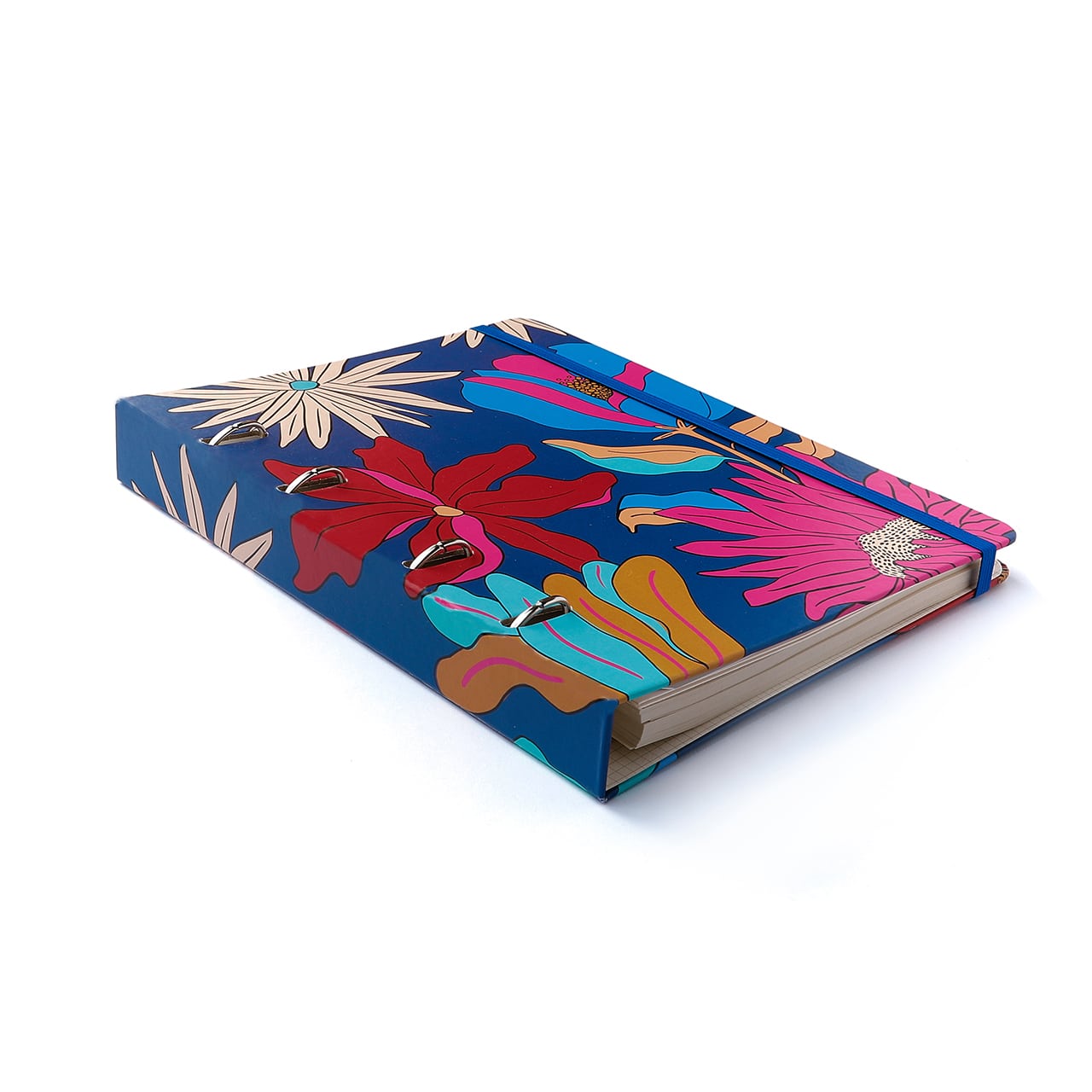 Caderno Criativo Argolado Pólen Pautado 17x24 Tropicália Azul