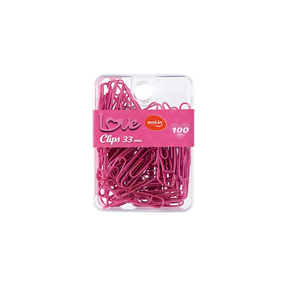 Clips 33mm - Molin - Love Pink Caixa c/ 100 Unidades