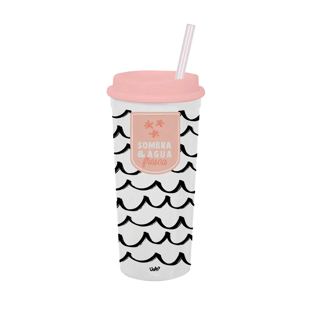 Copo Canudo Slim - Uatt? - Frases Cores e Amores 650ml Sombra & Água Fresca