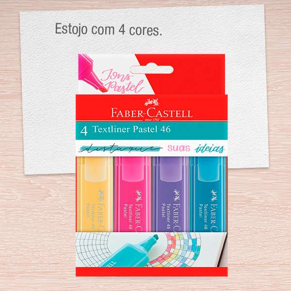 Marca Texto - Faber-Castell - 4 Cores Pastel 46