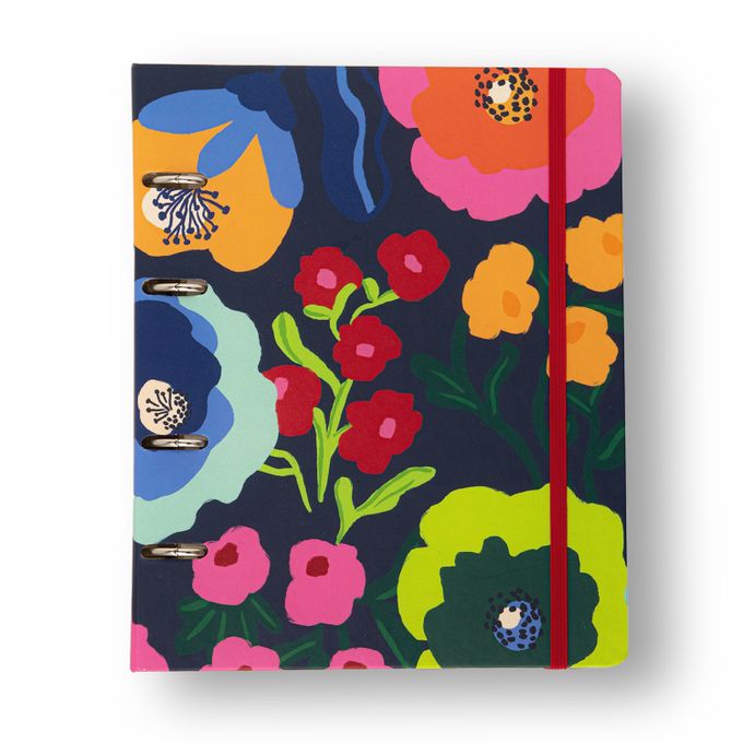 Caderno Criativo Argolado -Cícero - Pólen Pautado 17x24 Flores Marinho