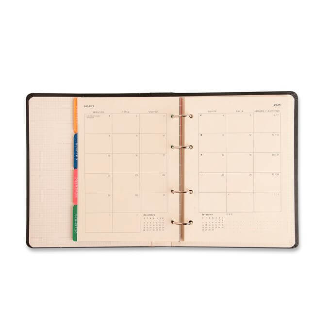 Planner Argolado 2024 - Cícero - Pólen Semanal Notas A5 Tropicália Azul