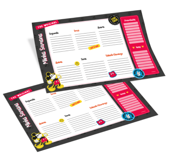 Prancheta de Anotações A4 com Planner Semanal - DAC - Mickey