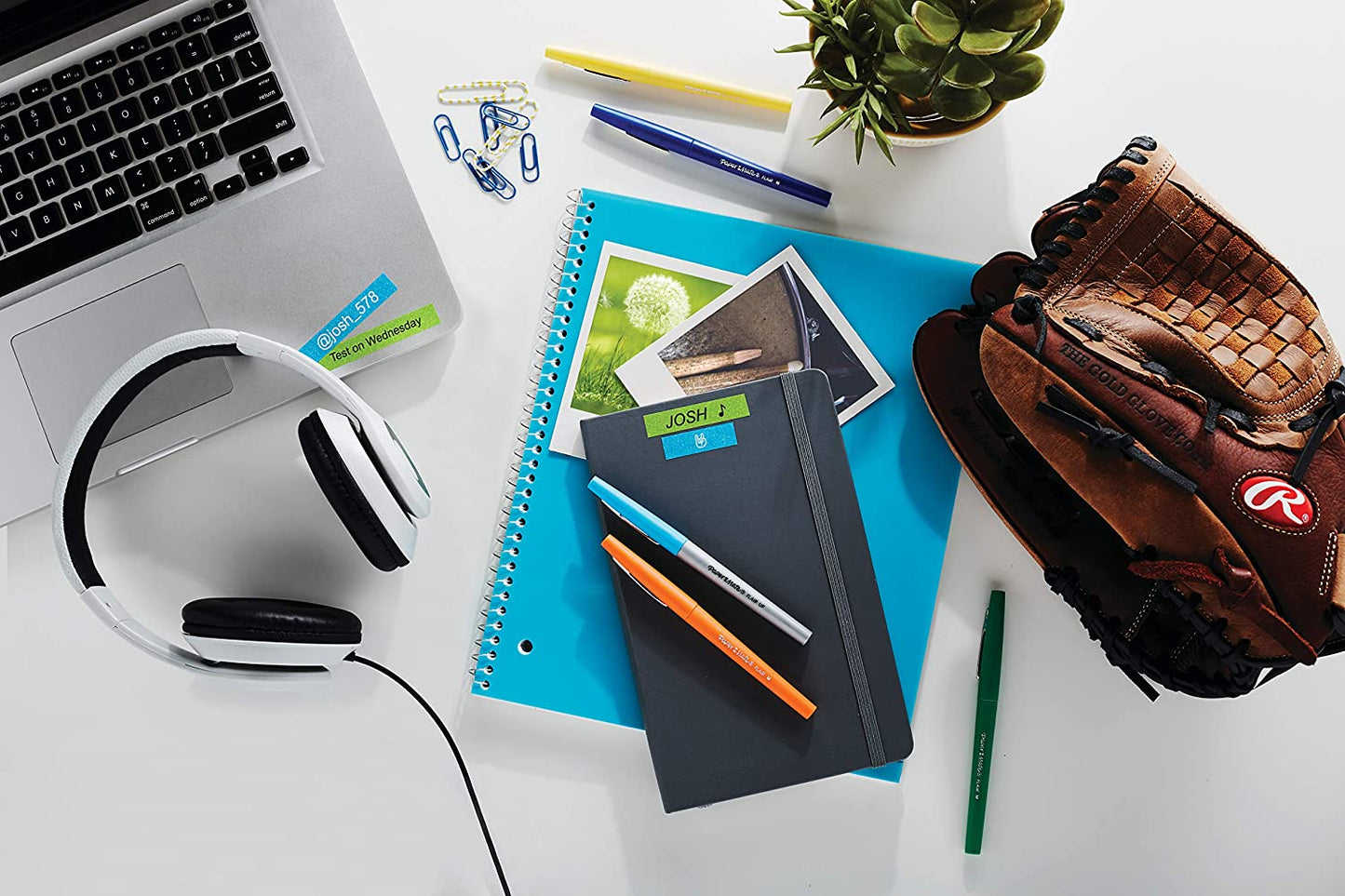 Fita Gliterizada para Rotulador LM/Color Pop - DYMO - 12mm x 3m Branco e Azul