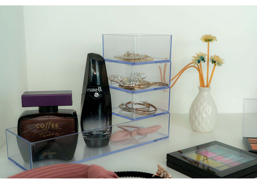 Porta Objetos Modular - Waleu - Quadrado Pequeno - Cristal