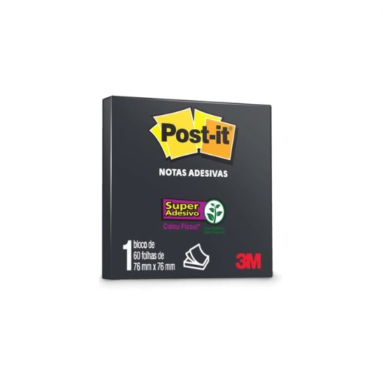 Kit Post It Preto 76x76mm + Caneta Gel Uni-Ball Signo Angelic Colour Branca