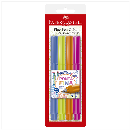 Caneta Fineliner - Faber-Castell - 4 Cores - Tons Quentes