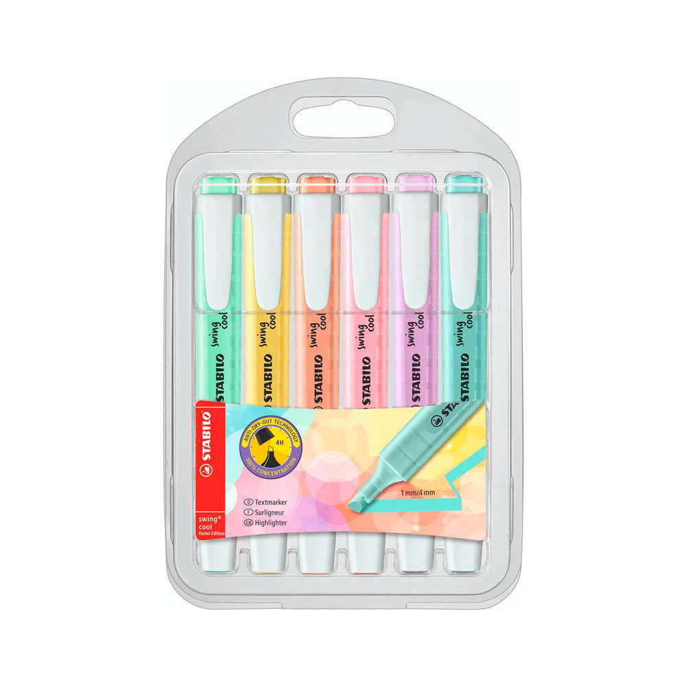 Marca Texto - Stabilo - Swing Cool Pastel c/ 6 Cores