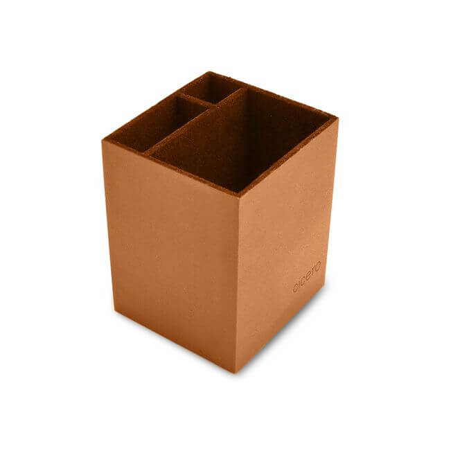 Porta Lápis - Cícero - Clássica Caramelo c/ Divisórias 9x9x11