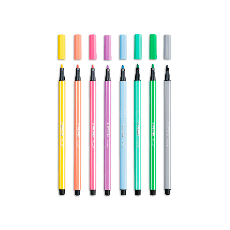 Caneta Hidrocor - Stabilo - Pen 68 Blister c/ 8 Cores Pastel