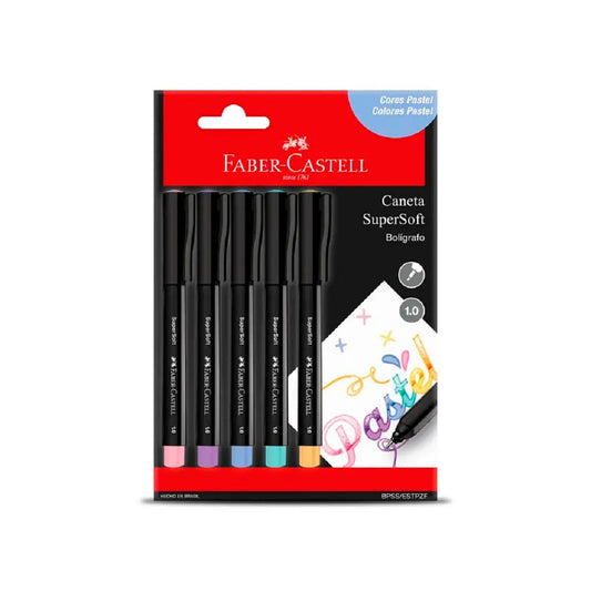 Caneta Fineliner - Faber-Castell - 5 Cores Supersoft Pen 1.0 Pastel