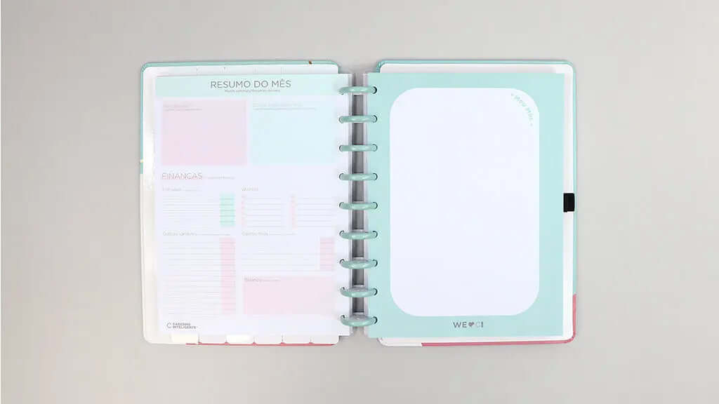 Planner Permanente - Caderno Inteligente - Acqua Glam 93 Folhas 120g/m²