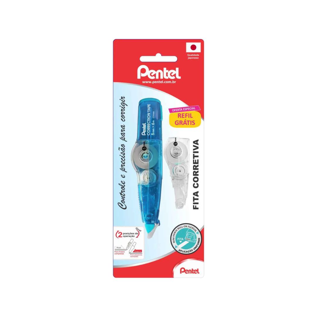 Fita Corretiva - Pentel - Azul c/ Refil