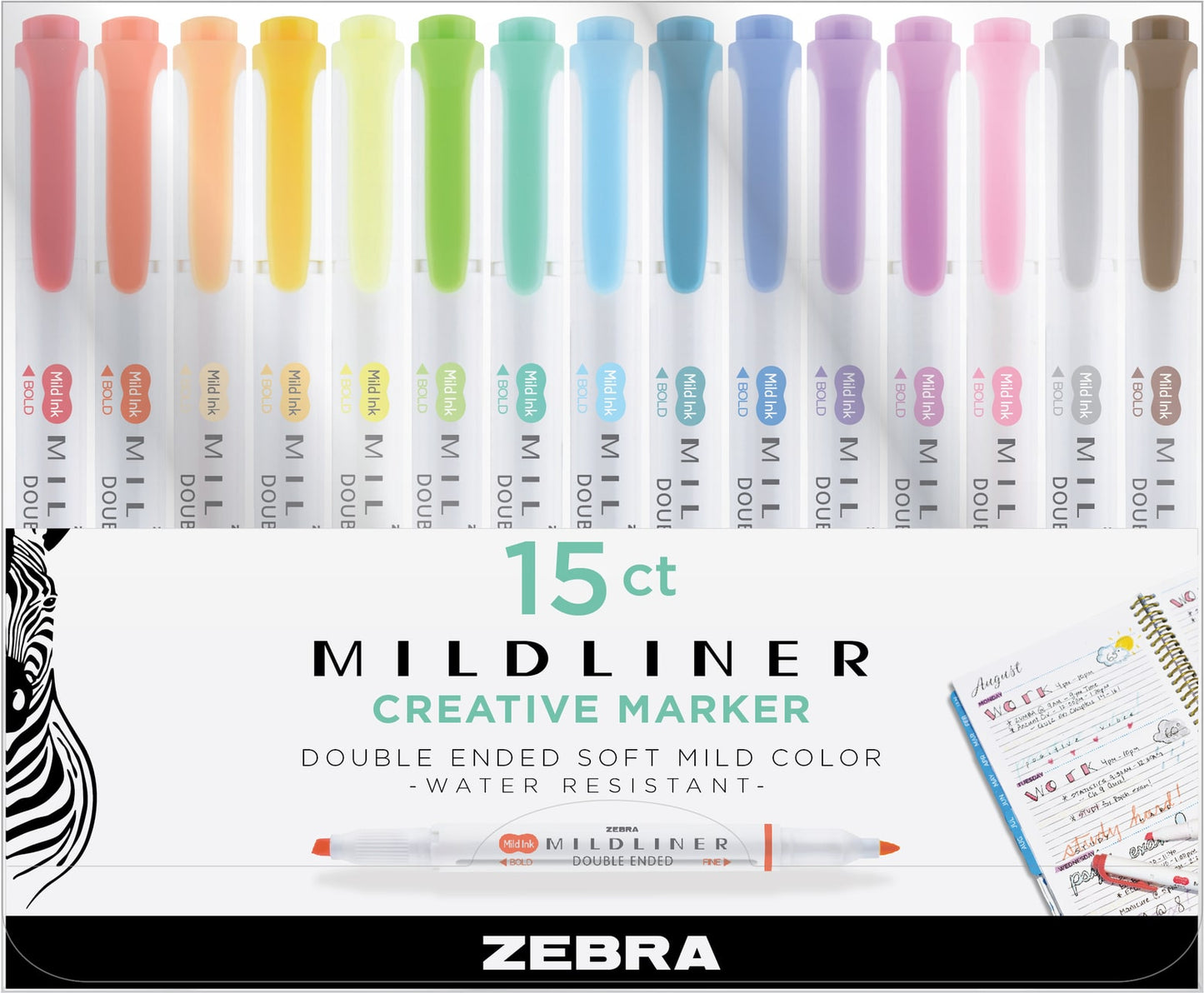 Marca-Texto - Zebra - Ponta Dupla Mildliner 15 Cores
