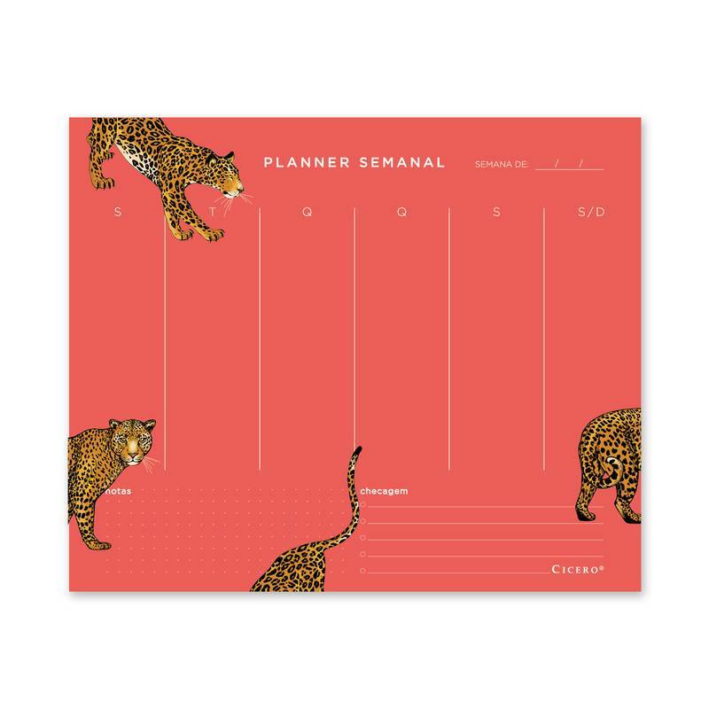 Planner Permanente Semanal - Cícero - Onças Cereja 24,5 x 20,3cm