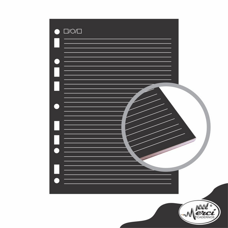 Bloco Fichário Merci Universitário Pautado Universal Preto - 40 folhas