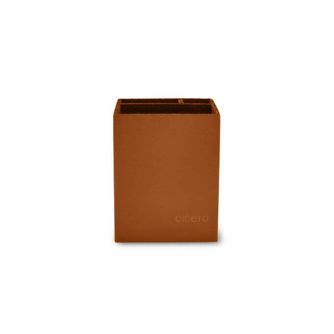 Porta Lápis - Cícero - Clássica Caramelo c/ Divisórias 9x9x11