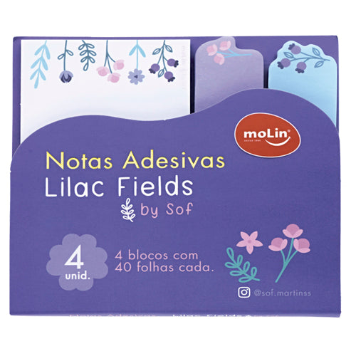Bloco de Notas Adesivas - Molin - Lilac Fields By Sof 4 Blocos de 40 Folhas