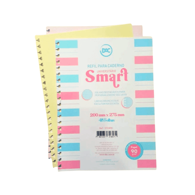 Refil para Caderno Smart Universitário - DAC - 48 Folhas Destacáveis Coloridas