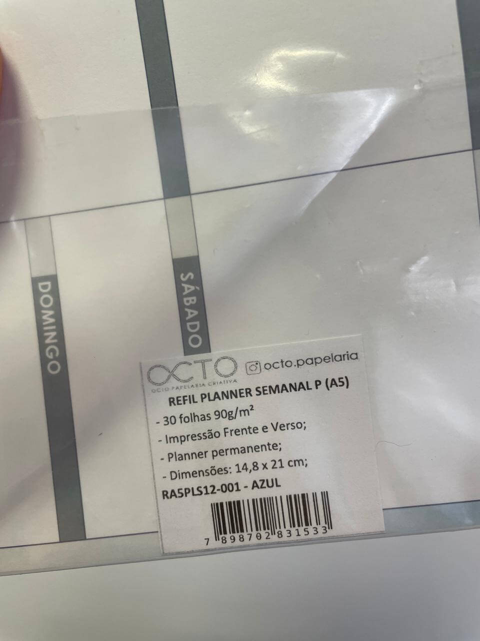 Refil Caderno de Disco A5 - OCTO - Planner Semanal Azul