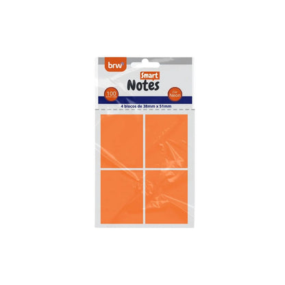 Blocos de Notas Adesivas - BRW - Smart Notes Neon 4 Bl 38mm x 51mm