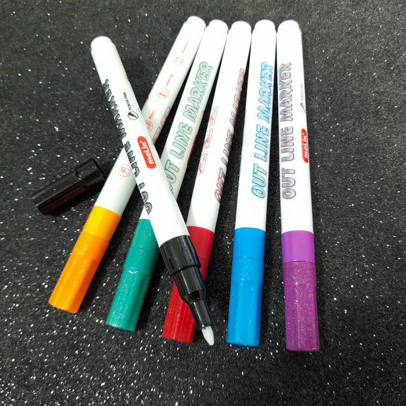 Marcador Permanente - Molin - Metálica Outline Estojo c/ 6 cores