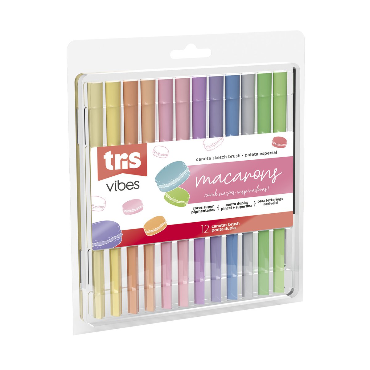 Caneta Brush - Tris - Macarons 12 Cores