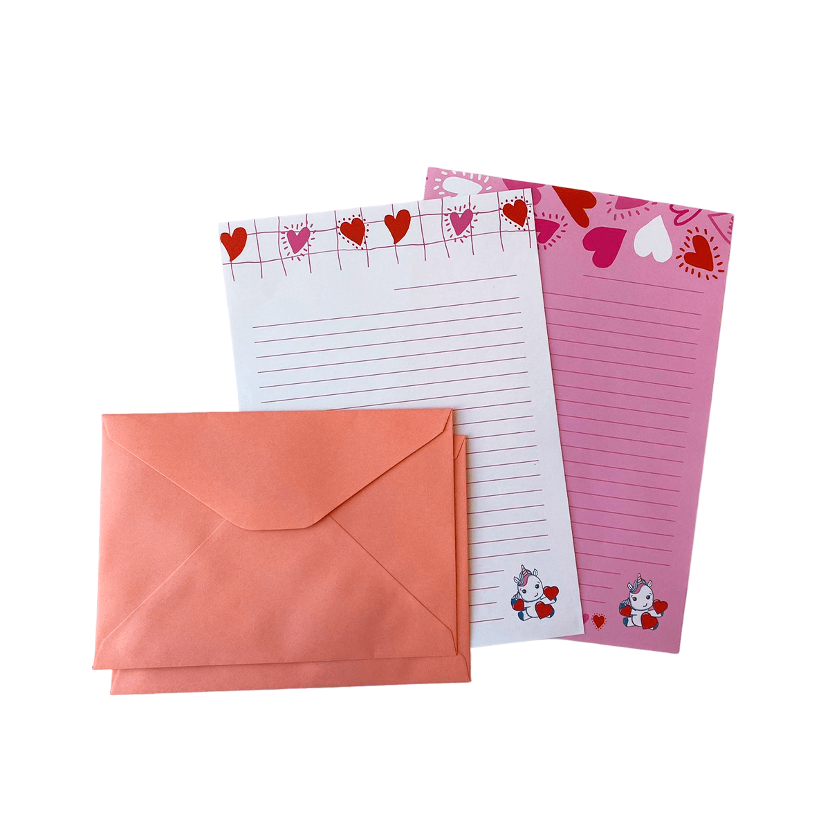 Kit Papéis de Carta - Papelaria Unicórnio - Pink Mood c/ 2 Envelopes