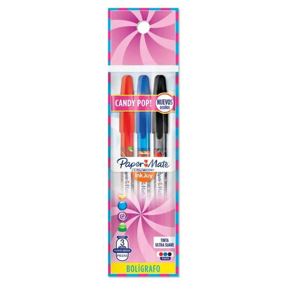 Caneta Esferográfica - Paper Mate - Candy Pop c/ Tampa 3 Cores 1.00mm