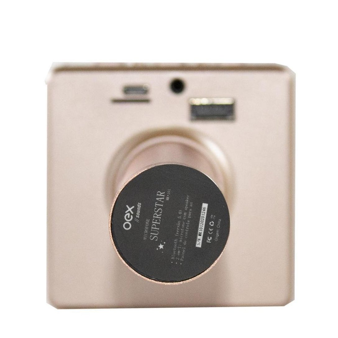 Microfone Bluetooth - Oex - Superstar Rosa com Speaker