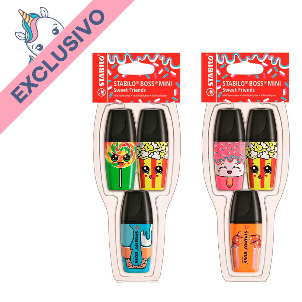 Marca Texto - Stabilo - Stabilo Boss Mini Sweet Friends - Exclusivo Papelaria Unicórnio
