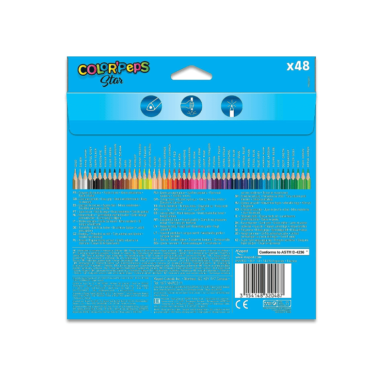 Lápis de Cor - Maped - Color'peps Star 48 Cores - lateral