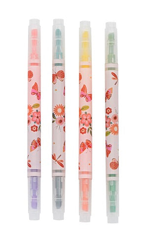 Marca Texto - Molin - Borboletas - 8 Cores Pastel 2 Pontas