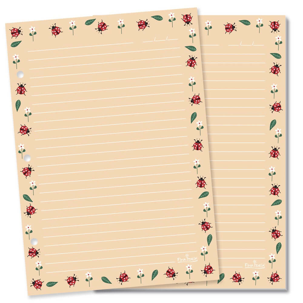 Refil Caderno Argolado Decorado - Fina Ideia - Joaninha 30Fls